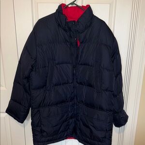 LANDS END REVERSIBLE Navy Puffer Jacket large